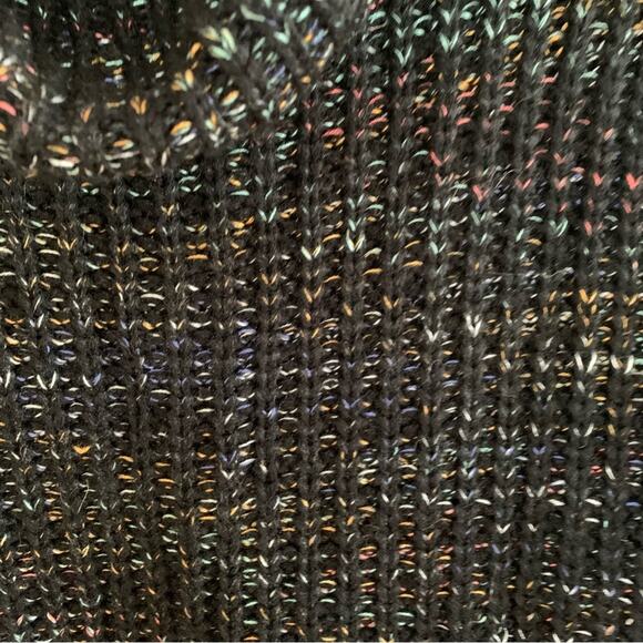 Leighton Chunky Knit Black Rainbow Confetti Turtleneck Large - Picture 5 of 8